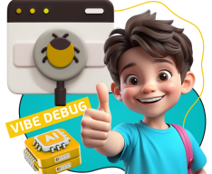 Тестирование & Vibe Debug. Охотники за багами - КИБЕРшкола программирования для детей, компьютерные курсы для школьников, начинающих и подростков - KIBERone г. Усолье-Сибирское